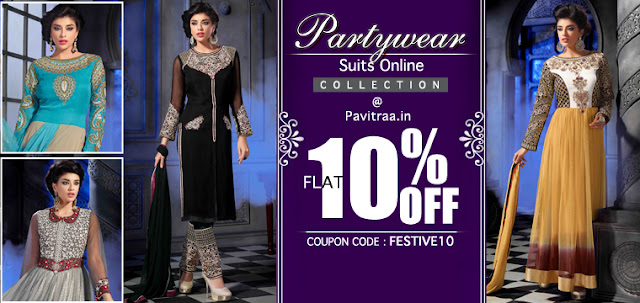 Navratri and Diwali festival offer on Party Wear Salwar Suit online shopping at pavitraa.in
