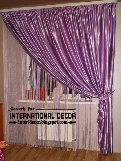 largest catalog of purple curtains and drapes 2015, purple silk curtains with beaded layer