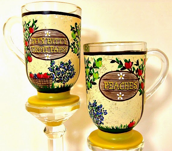 Fruit farm custom painted coffee mugs Fruit Farm custom painted coffee mugs via Kudos Kitchen by Renee