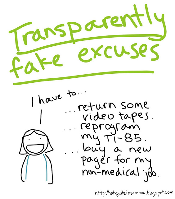 Not Quite Insomnia fake excuses