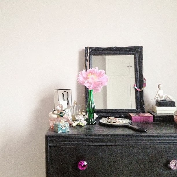 stylish dressing table details with flower