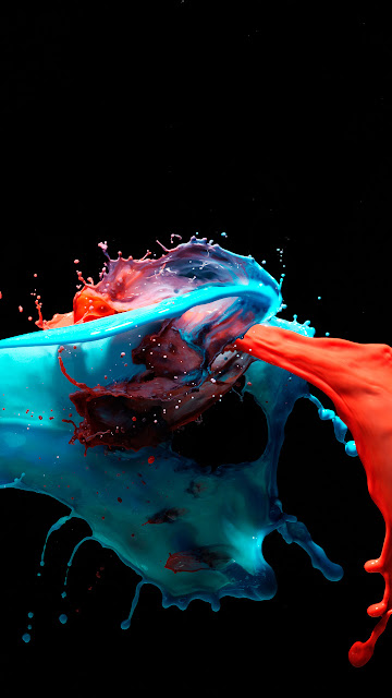 Android Image Wallpaper 3D Paint Splash Red Blue Mixing
