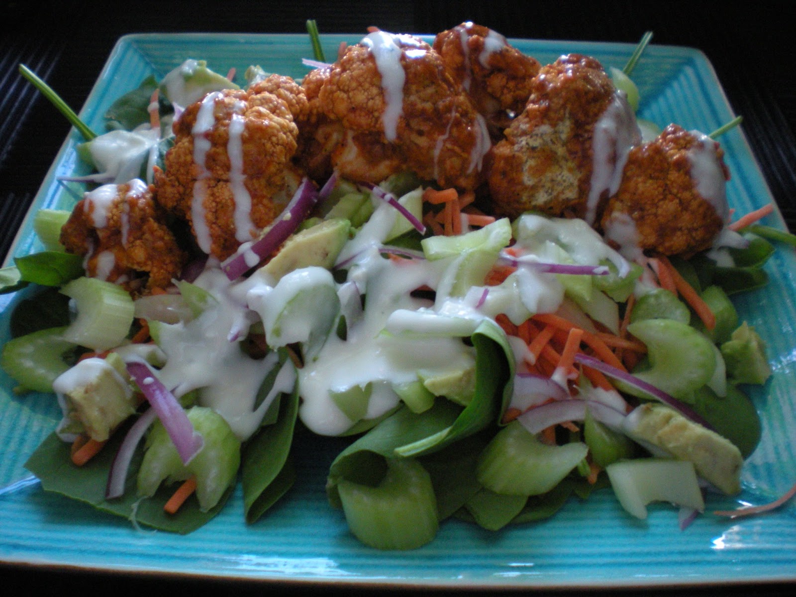 Kate's Guide to Your Inner Foodie Cauliflower "Hot Wing" and Spinach