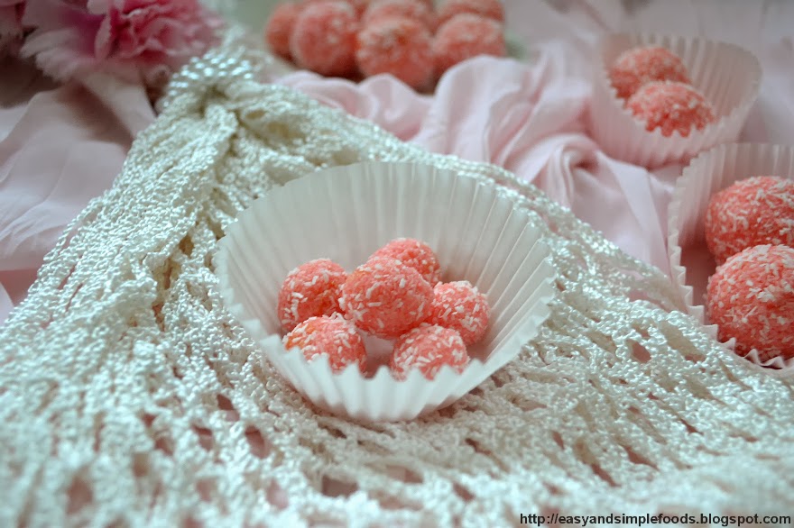 easy and simple foods Pink Coconut Ladoo