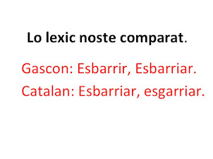 Mots gascons: esbarrir, esbarriar; mots catalans: esbarriar, esgarriar