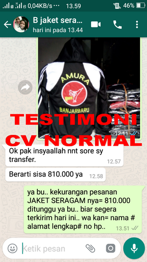 TESTIMONI PEMBELIAN JAKET SERAGAM CV NORMAL