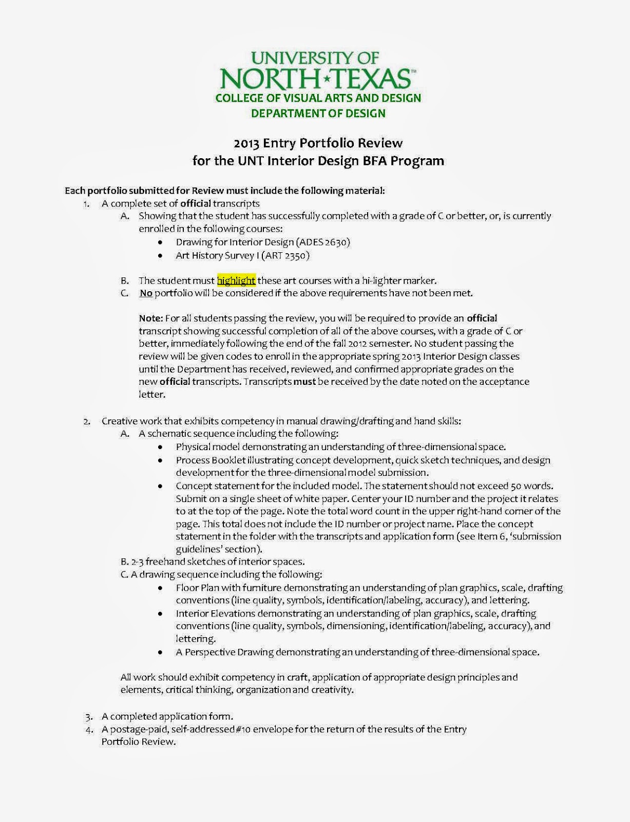 Interior Design Blog 2013 Entry Portfolio Review For The Unt