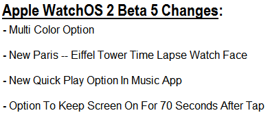 WatchOS 2 Beta 5 Changes WatchOS 2 Beta 5 Changes