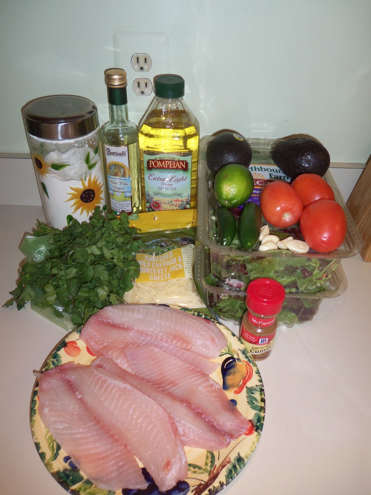 Simple Cooking in the Garden State Cumin Tilapia over Guacamole Salad