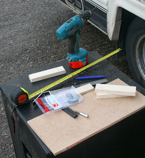 The platform measured and cut and ready for assembling The platform measured and cut and ready for assembling