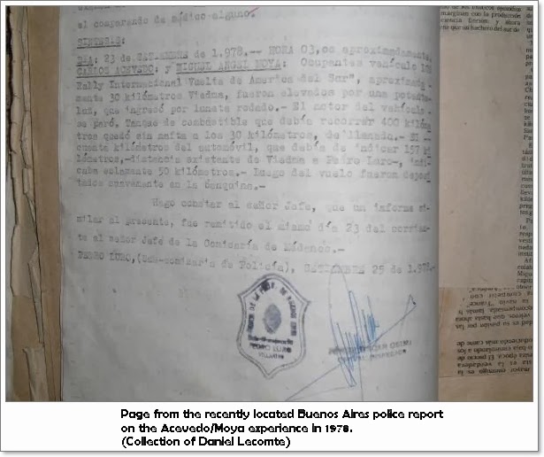 sale a la luz un informe policial de un caso de abducción en Argentina. Police+Report