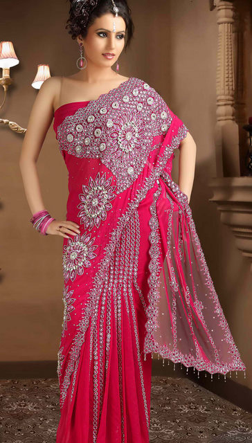 Bollywood Wedding Saree Style Red Color