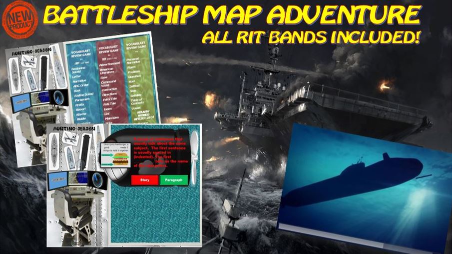 MAP TEST READING VOCABULARY GAME BUNDLE- Battleship Adventure (ALL RITs 141-260)
