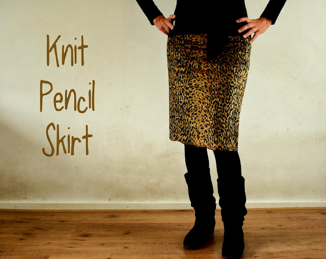 knit animal print leopard pencil skirt