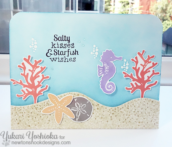 Salty Kisses beach card by Yukari Yoshioka | Tranquil Tides Stamp Set by Newton's Nook Designs #sea #ocean #nautical 