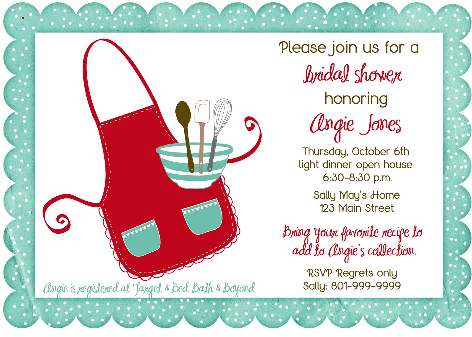 My Favorite Recipes Book Recipe Shower Invite Recipe Shower Invite