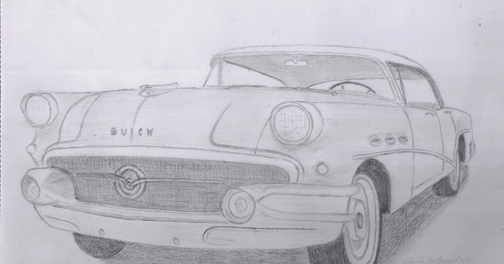 Classic Car Drawings 1957 Buick Century 4 Door