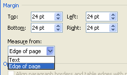 Margin Edge of page