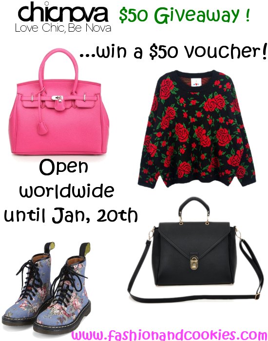 Chicnova $50 giveaway on Fashion and Cookies