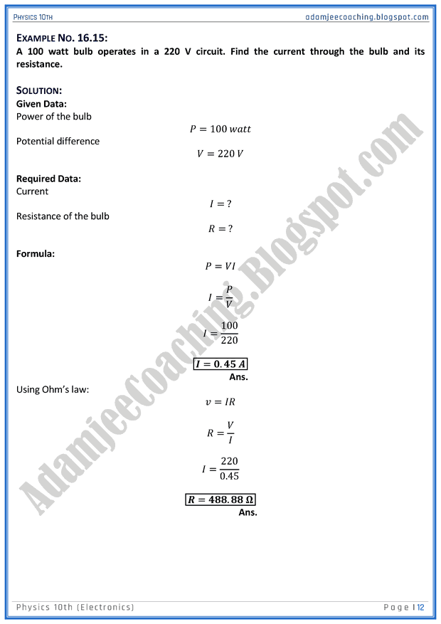 electronics-solved-numericals-physics-10th