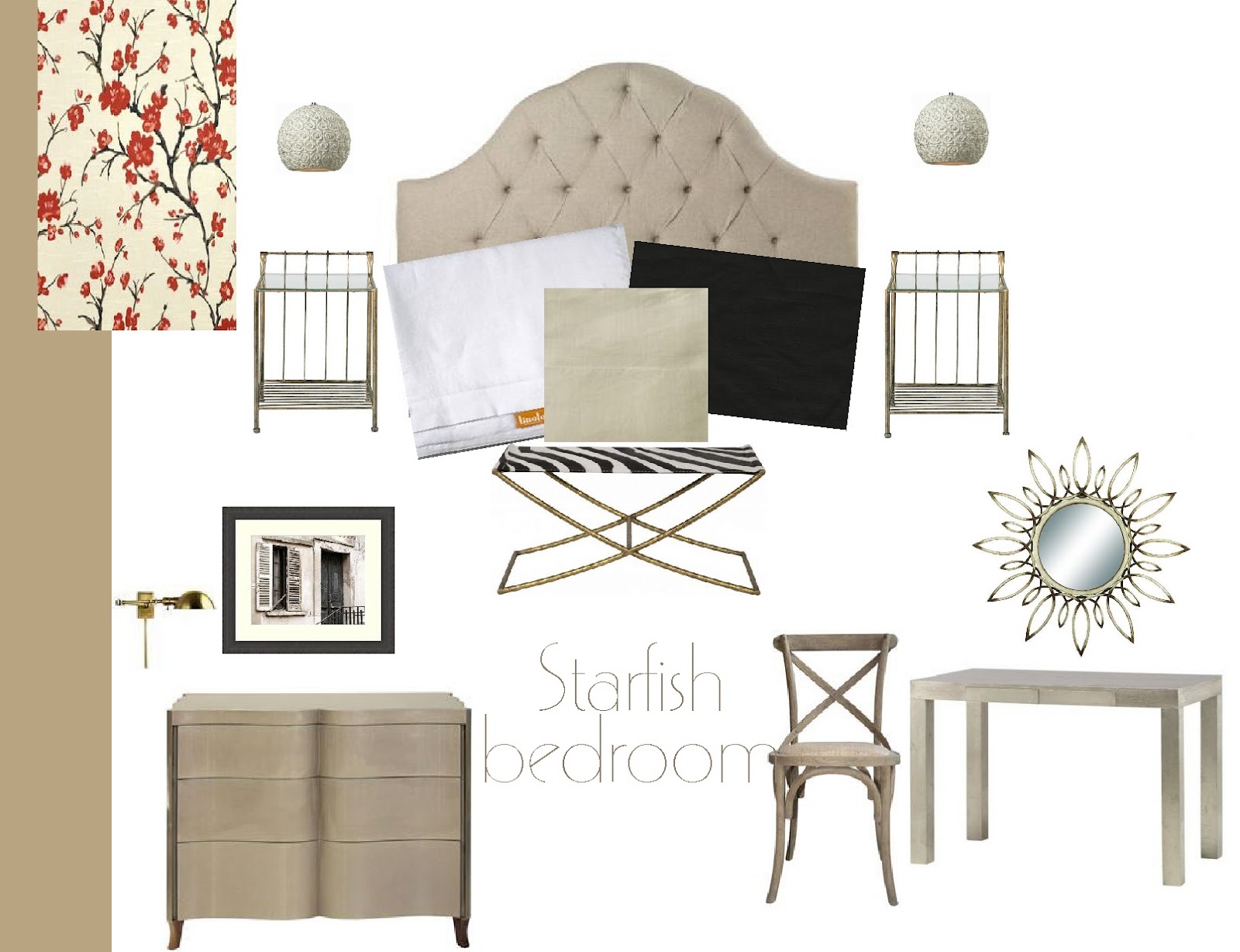 style board pantone 2012 starfish, industrial glam bedroom Bella