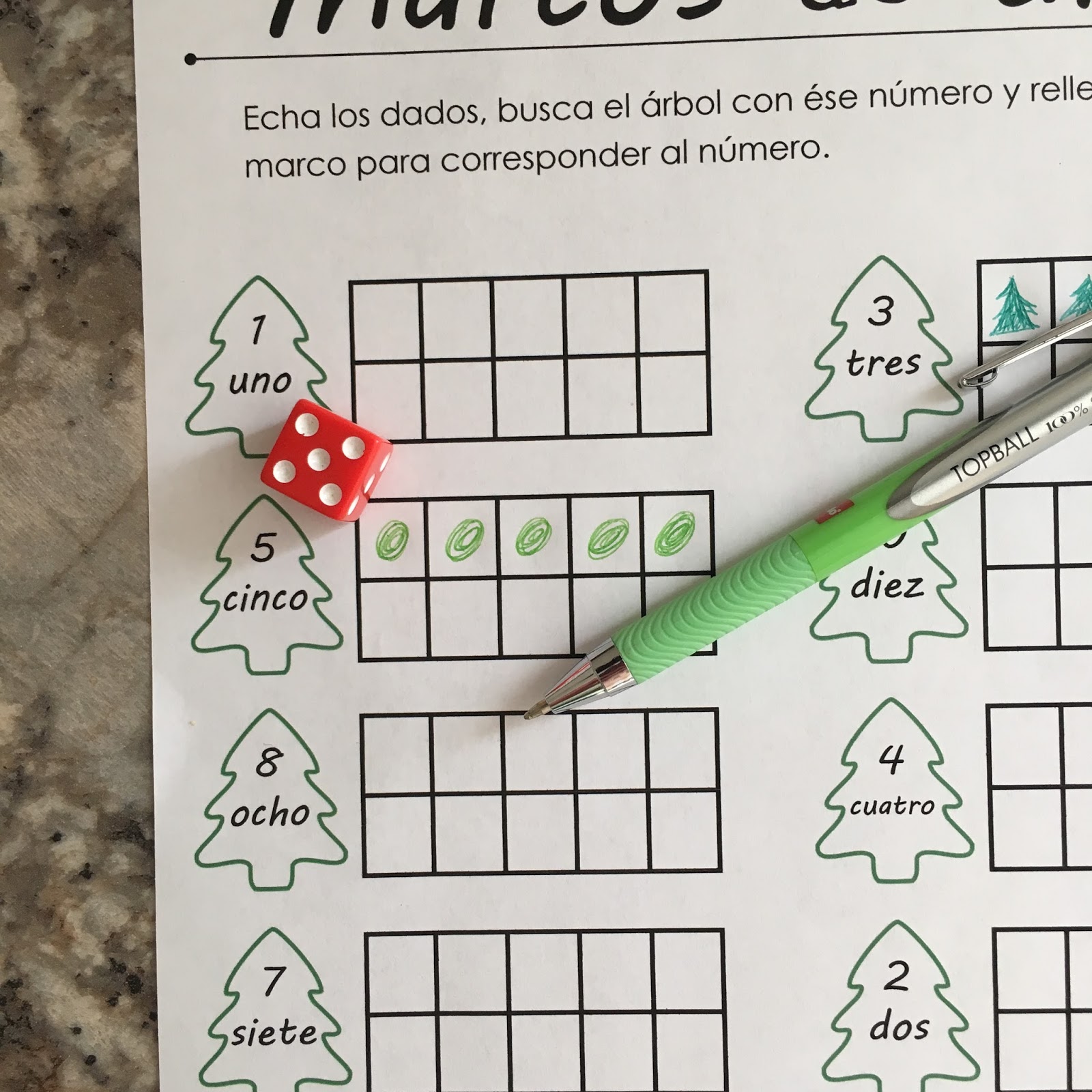 Christmas Tree Ten Frames in Spanish For the Love of Spanish