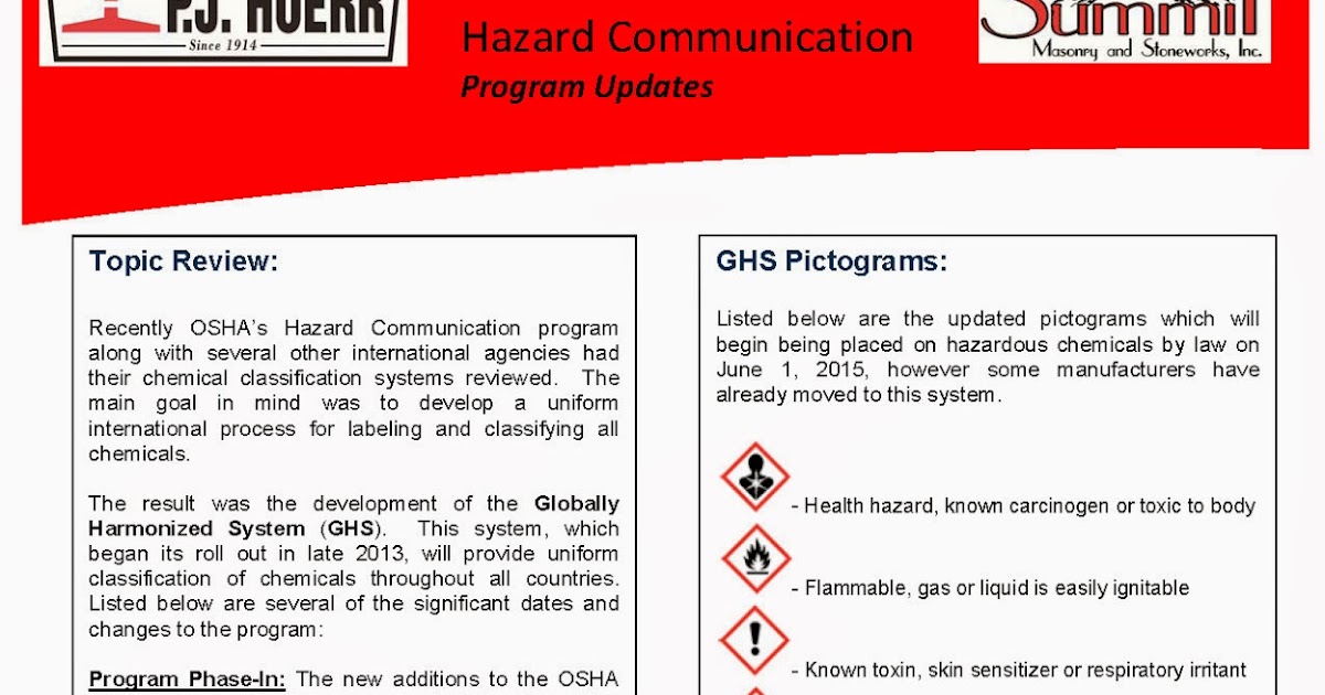 P.J. Hoerr, Inc. P.J. Hoerr & Summit Masonry Weekly Toolbox Talk