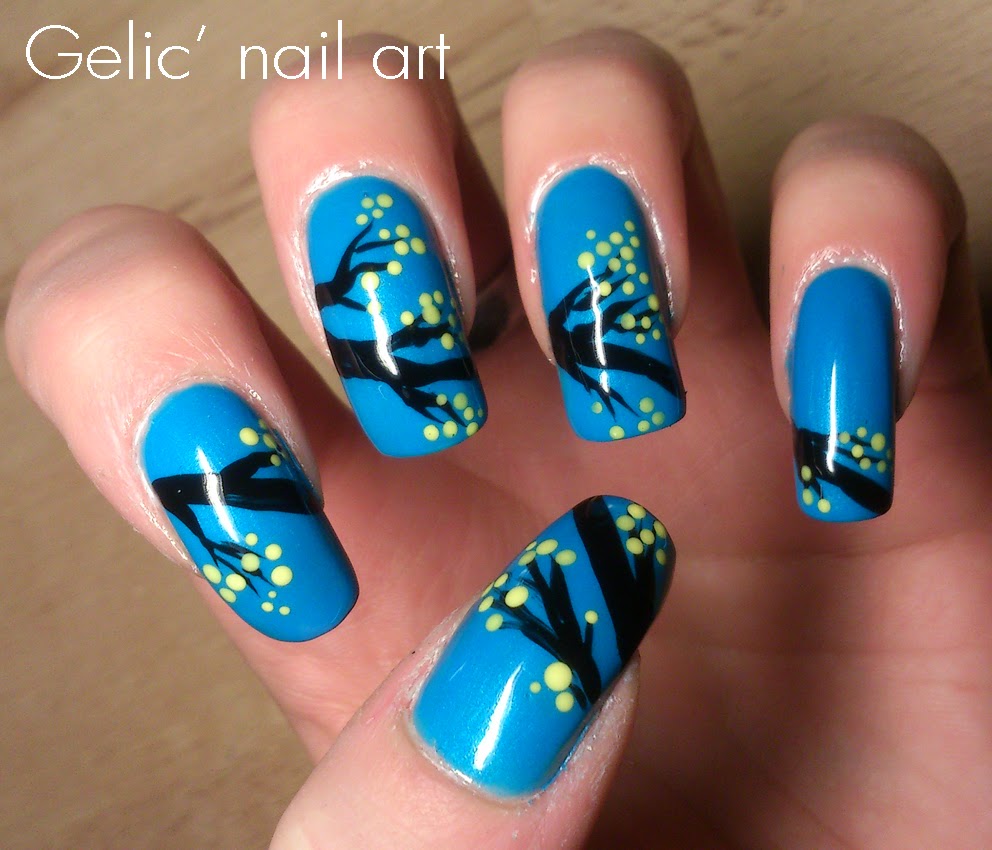 Gelic' nail art Brazil Golden trumpet tree nail art
