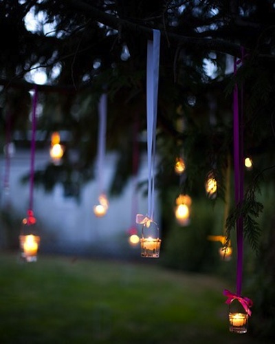 Image result for backyard with candles