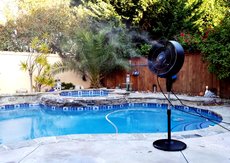 The NewAir AF-520B 18 Inch Misting Fan provides ultra quite cooling with 3 adjustable feeds. Us it with or without a mist to cool an outdoor space up to 500 square feet. #sponsored
