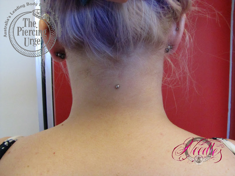 Healed Micro Dermal with Amethyst Bezel Gemset title=