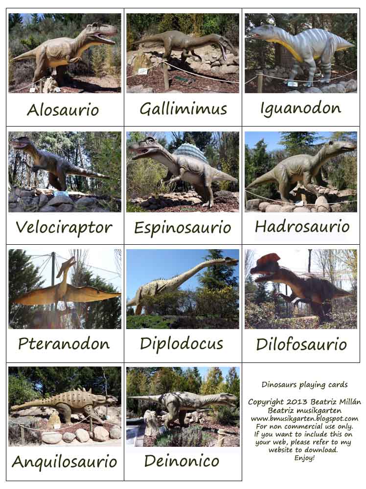 Beatriz musikgarten: Los Dinosaurios de Faunia, juego de cartas para  imprimir gratis PDF