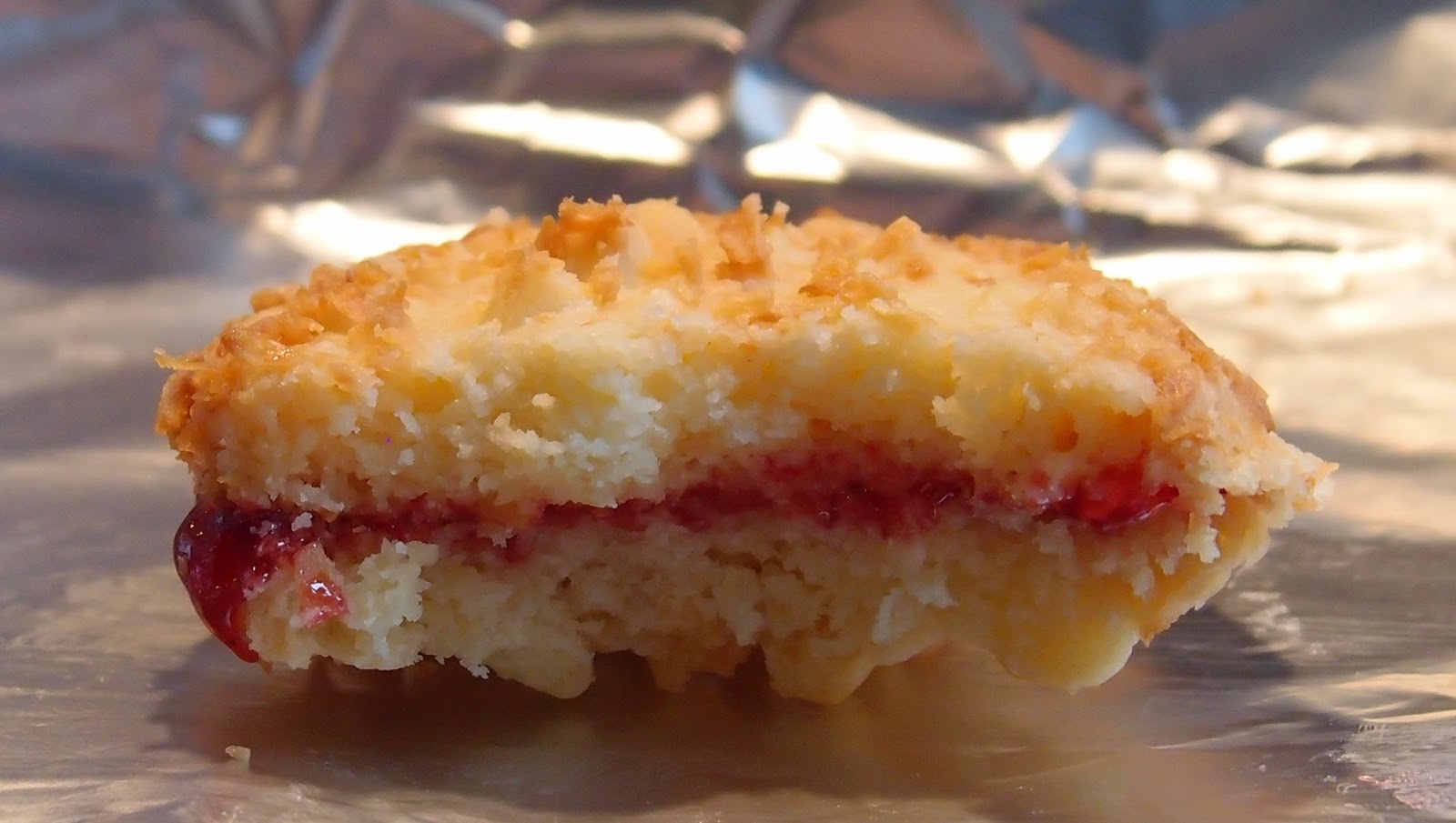 The Caked Crusader Coconut jam sandwich biscuits