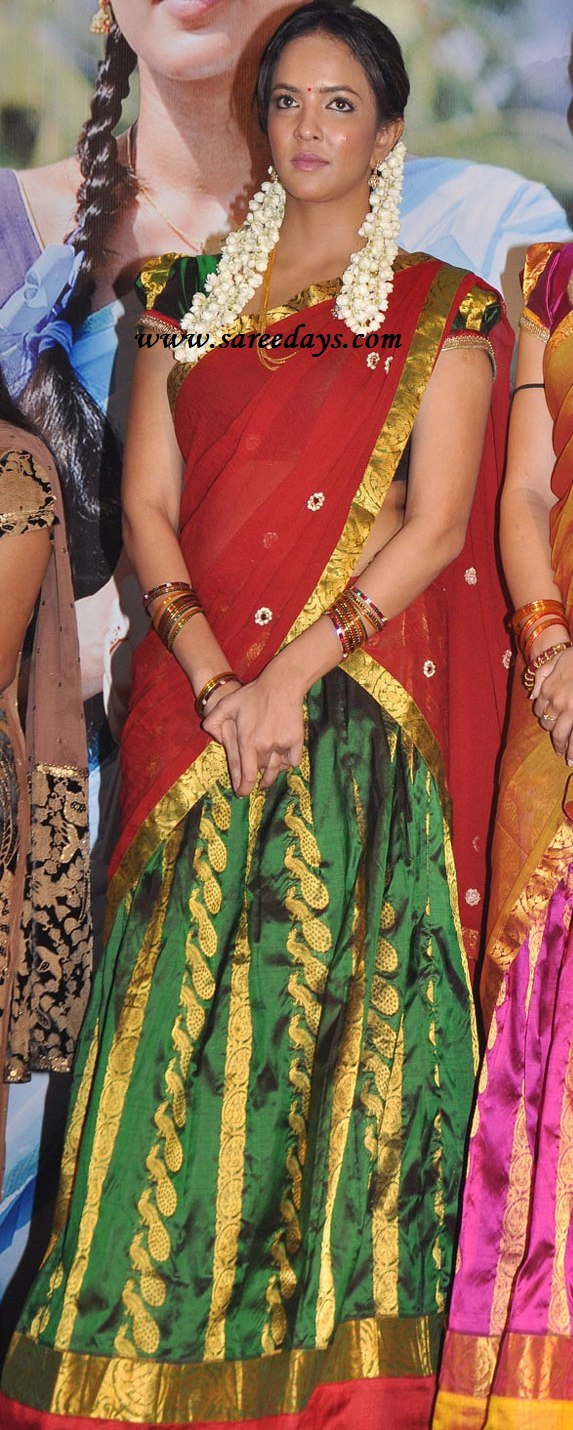 Langa+Voni+Designs ... langa voni green zari work pattu langa red georgette voni and paired
