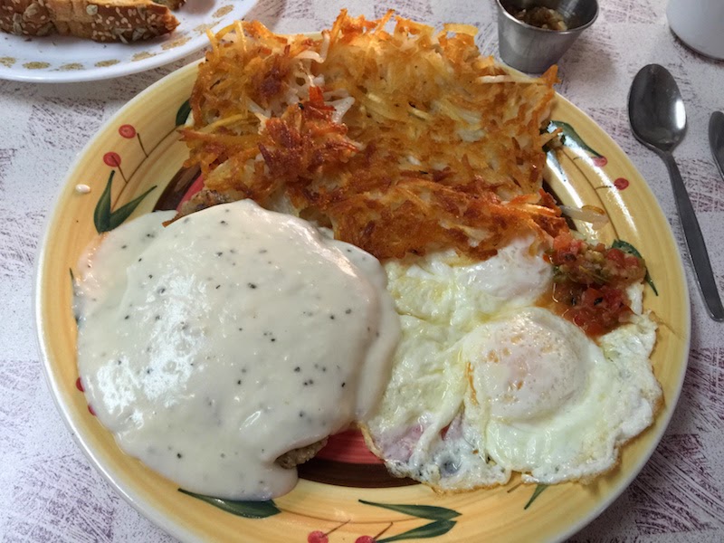 Country fried steak and eggs at Country Kitchen in Joshua Tree