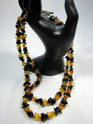 Obsidian and Amber Necklace