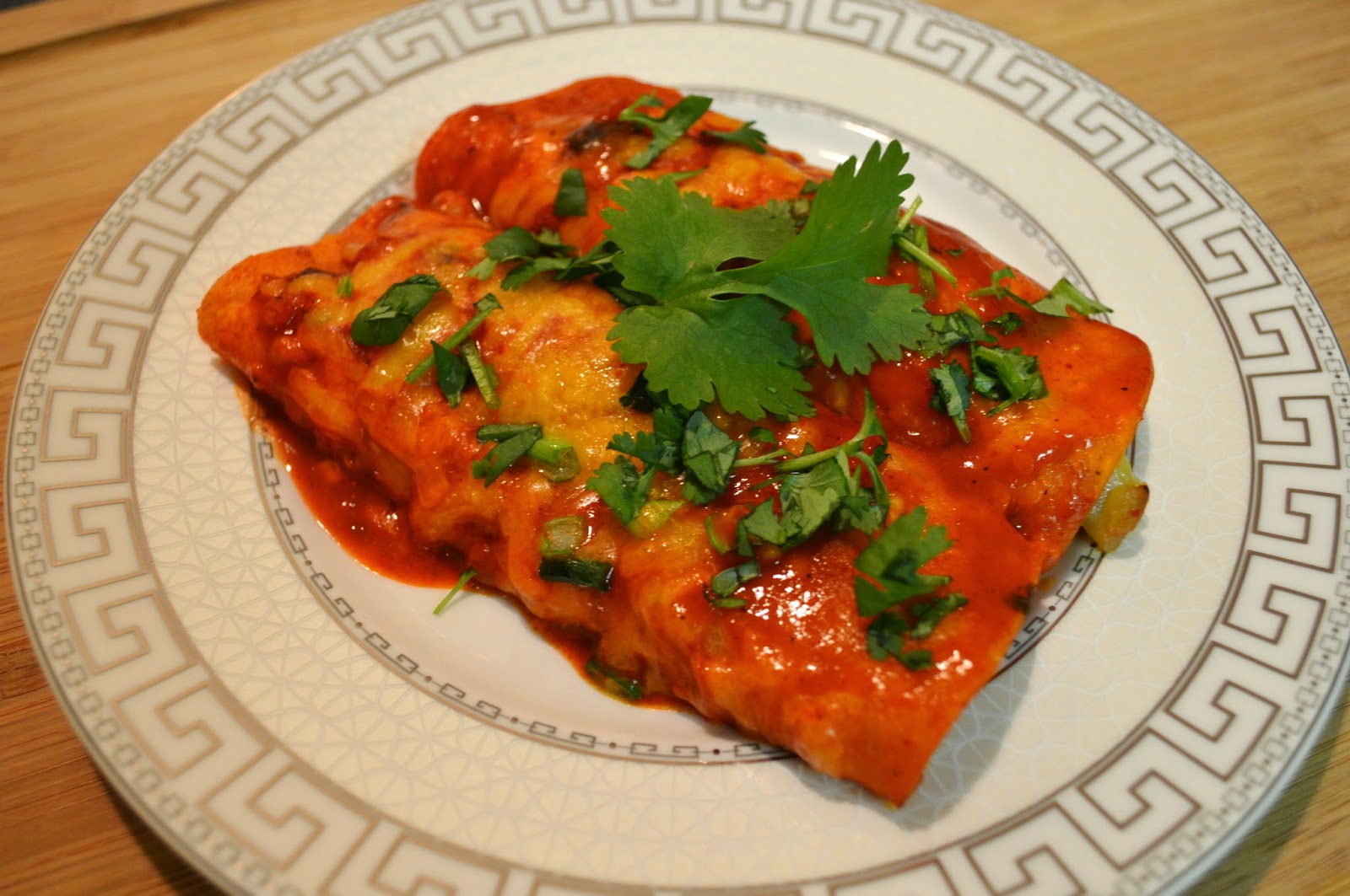 The Hungry Hood Beef Enchiladas with Red Sauce