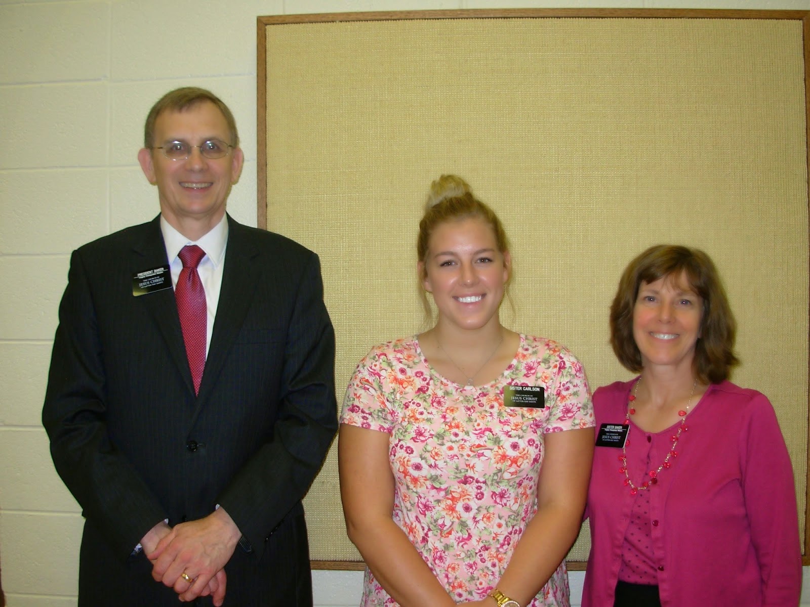 Pres. and Sister Baker with Sister Carlson