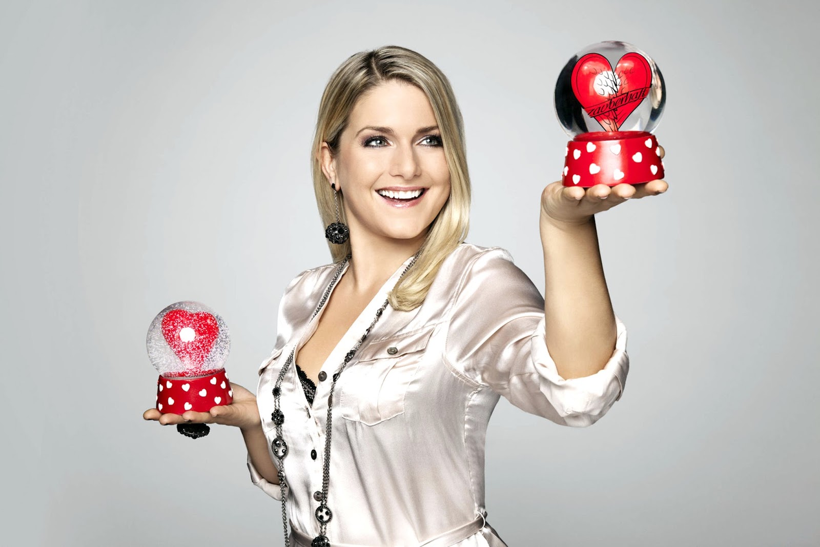 Ladies in Satin Blouses: jeanette biedermann - white satin blouse