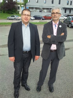 Jean-Paul Moiraud (à droite) et Jacques Rodet (à gauche). Juillet 2011 Campus de la Doua