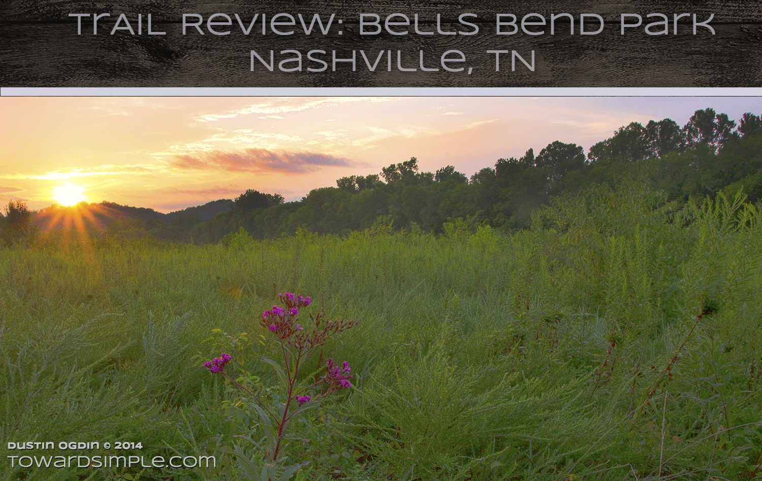 Sunset along Bells Bend hiking trails Bells Bend Park in Nashville, TN at sunset