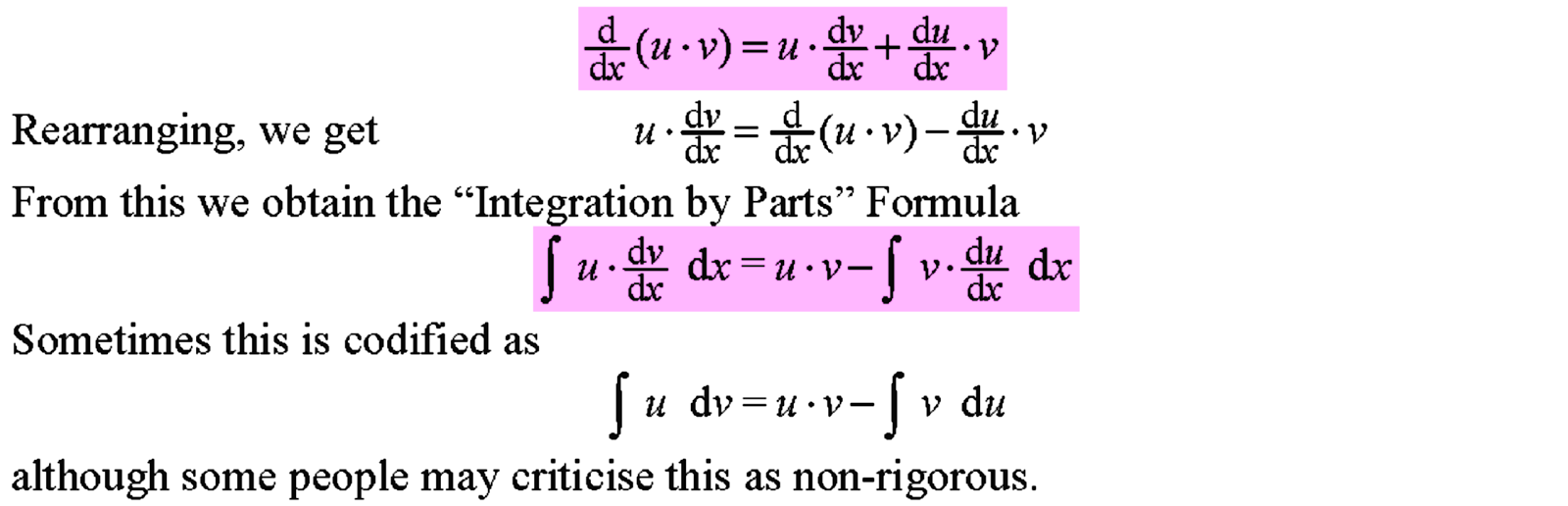 integration product rule