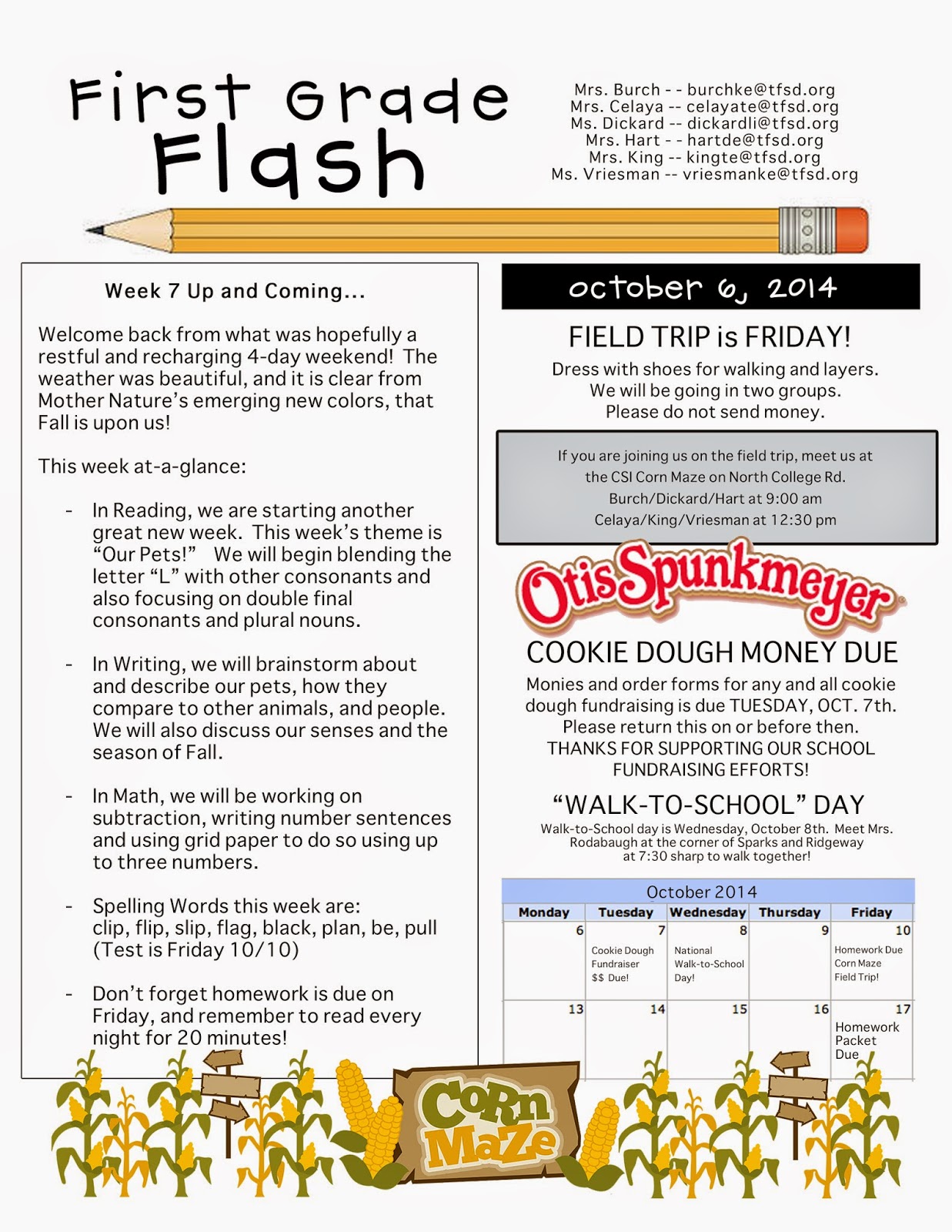 Perrine First Grade Blog Week 7 Newsletter