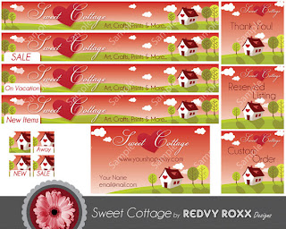 Cottage Style Graphics for Etsy shops from Redvy Roxx