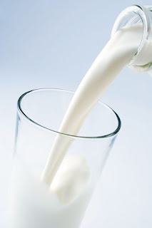 Pouring milk from jug into glass