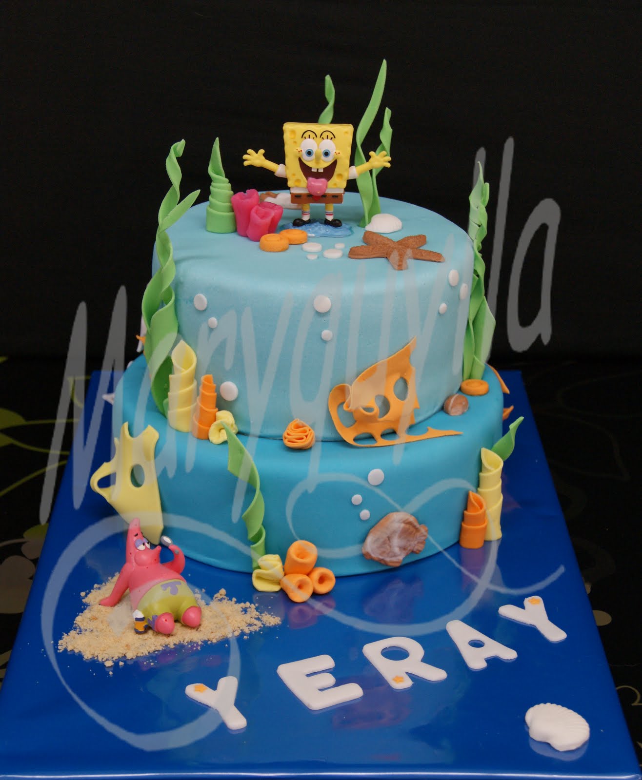 La manchega loca TARTA BOB ESPONJA BAUTIZOCUMPLEAÑOS YERAY