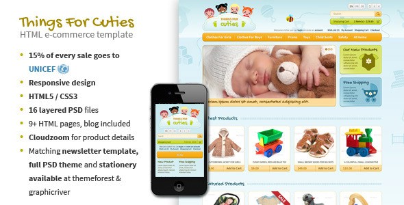 Things for Cuties – E-Commerce Baby Shop Template