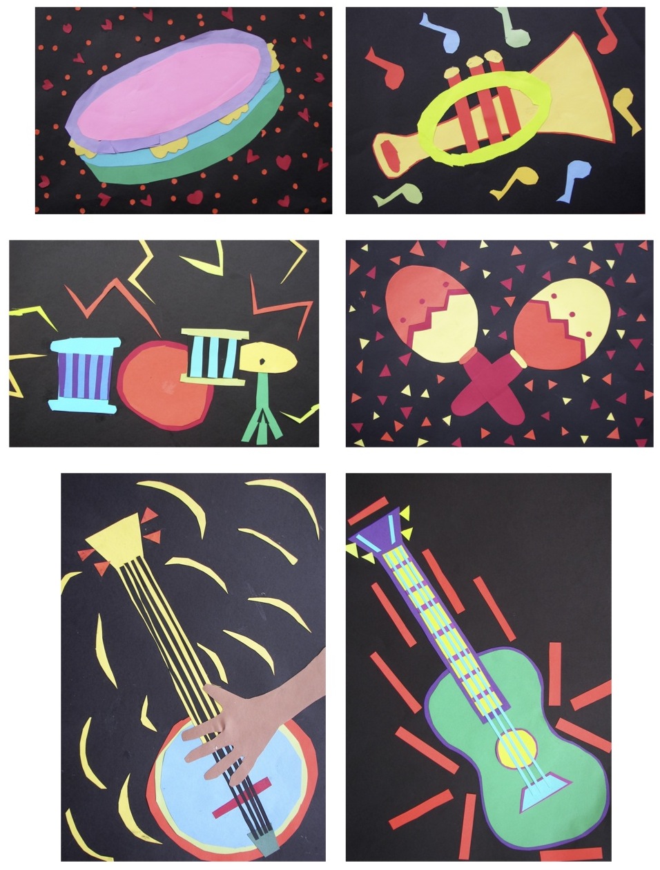 The Rolling Artroom Cut Paper Musical Instruments 4th6th Grade