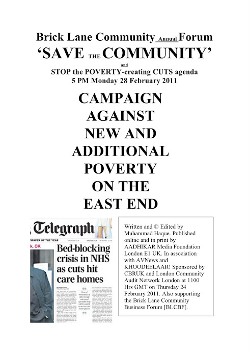 ‘SAVE THE COMMUNITY’ and STOP the POVERTY-creating CUTS agenda  5 PM Monday 28 February 2011