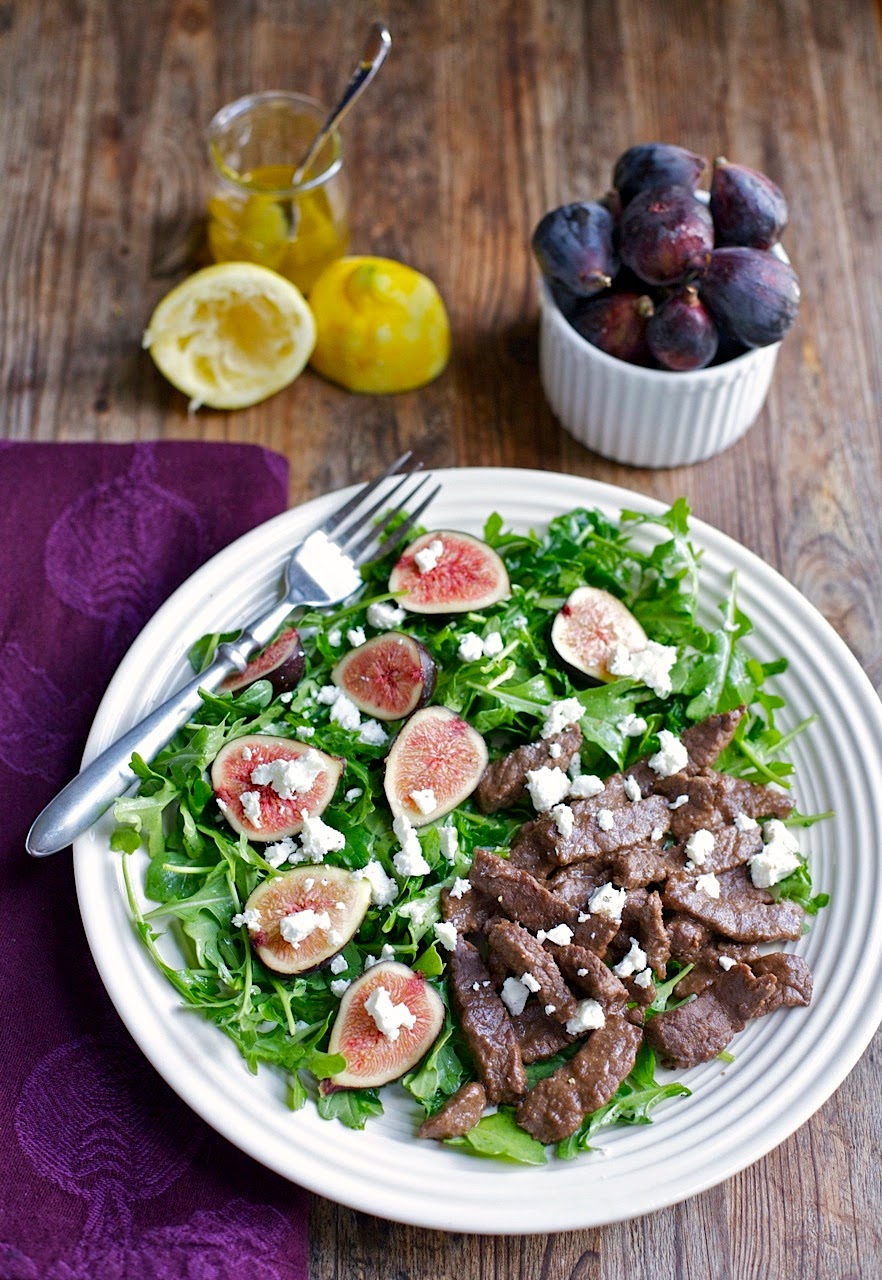 Balsamic Steak with Fig & Arugula Salad